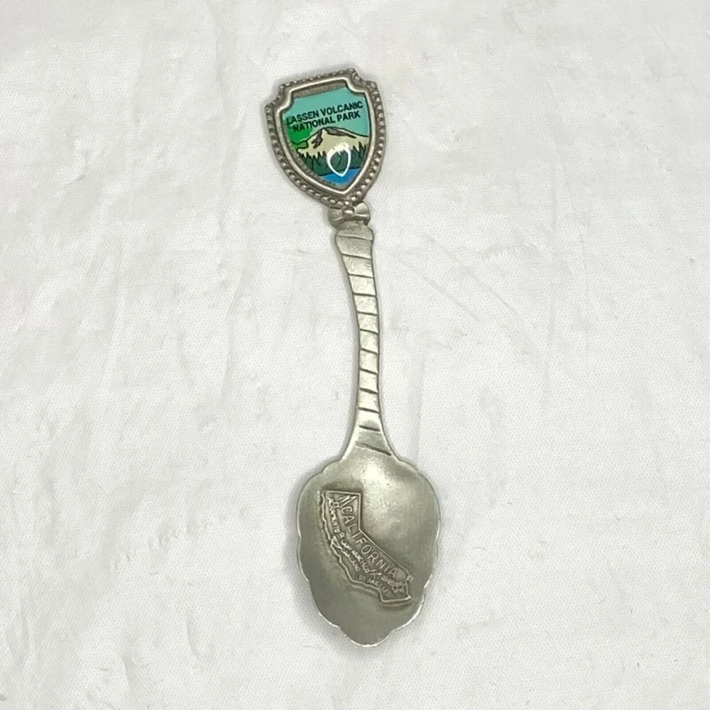 Souvenir Spoon‎ California Est 1848 Pewter Enamel Vintage Collector Travel EUC